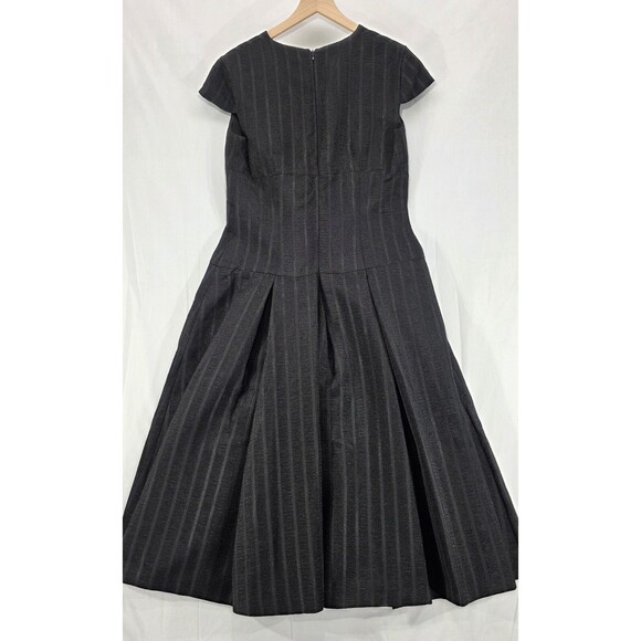 NWT Amanda Wakeley Womens Midi Dress Pleated Textured Black Old Money Rare US 10 - Picture 2 of 15